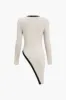 Color Block Print Asymmetrical Long-Sleeve Top sold by Micas