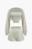 Long-Sleeve Crop Top And High-Waist Shorts Set sold by Micas