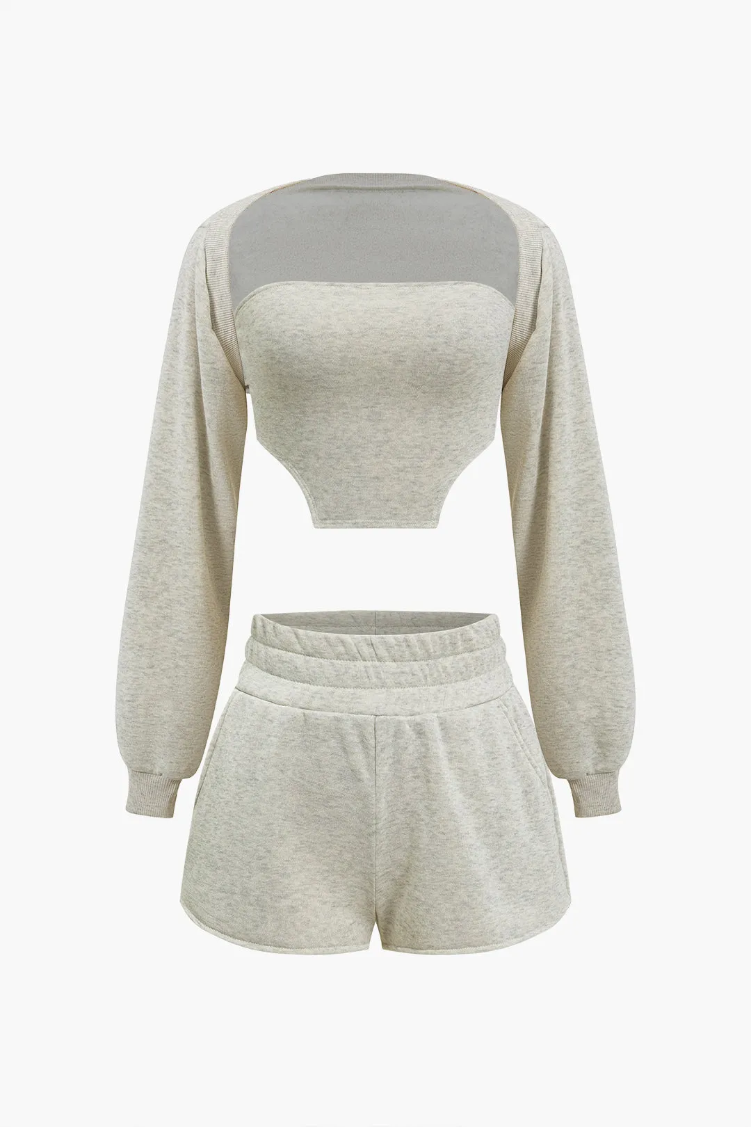 Long-Sleeve Crop Top And High-Waist Shorts Set sold by Micas