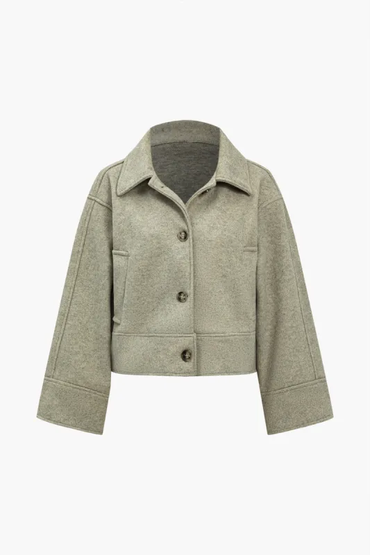 Solid Button Pocket Jacket sold by Micas