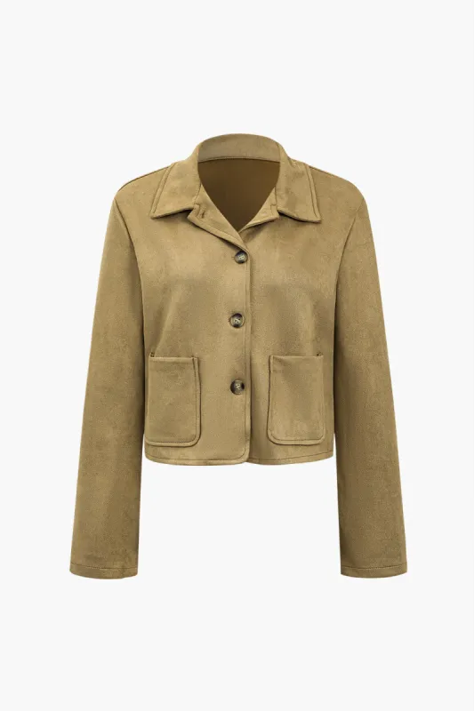 Solid Suede Button Stitching Decoration Jacket sold by Micas