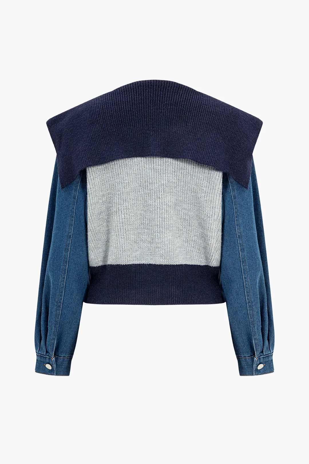 Knit Patchwork Zipper Sweater Cardigan sold by Micas product image thumbnail 2