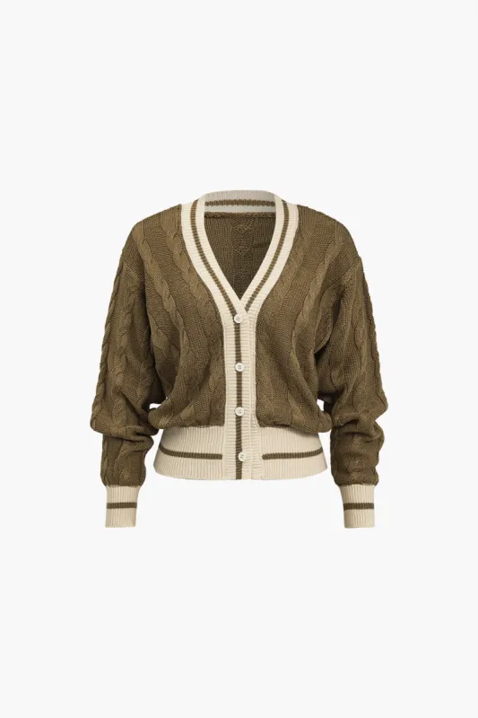 Colour Block Print Button Sweater Cardigan sold by Micas