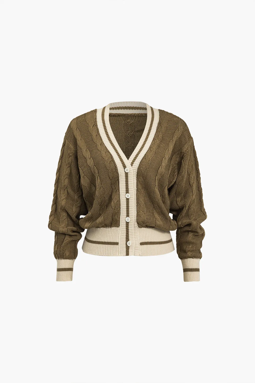 Colour Block Print Button Sweater Cardigan sold by Micas