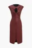 Solid Ruched Zipper Cut Out Midi Dress sold by Micas