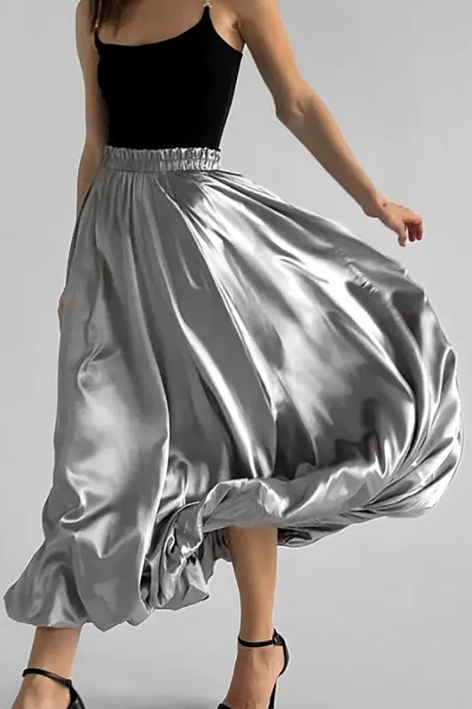 Solid High Waist A-Line Skirt sold by Micas