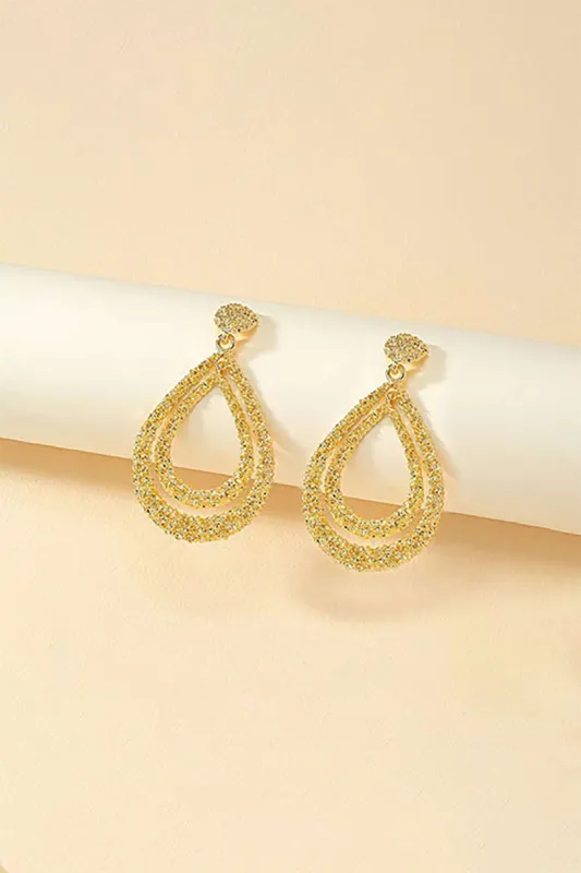 Exaggerated Teardrop Shape Double Layer Earrings sold by Micas