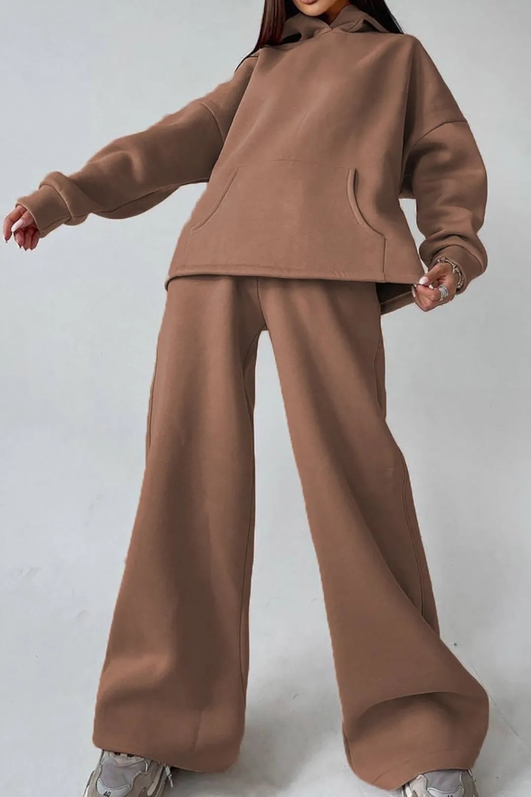 Solid Hoodie And Trouser Set sold by Micas