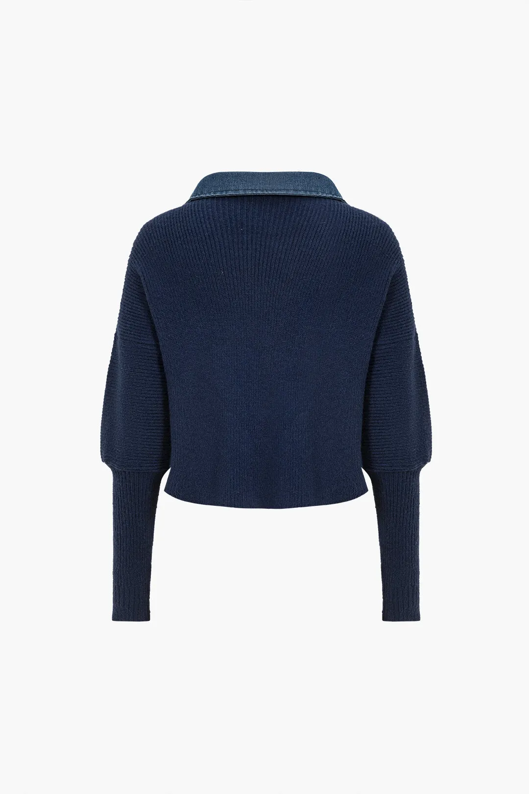 Denim Contrast Button-Up Sweater Cardigan sold by Micas product image thumbnail 2