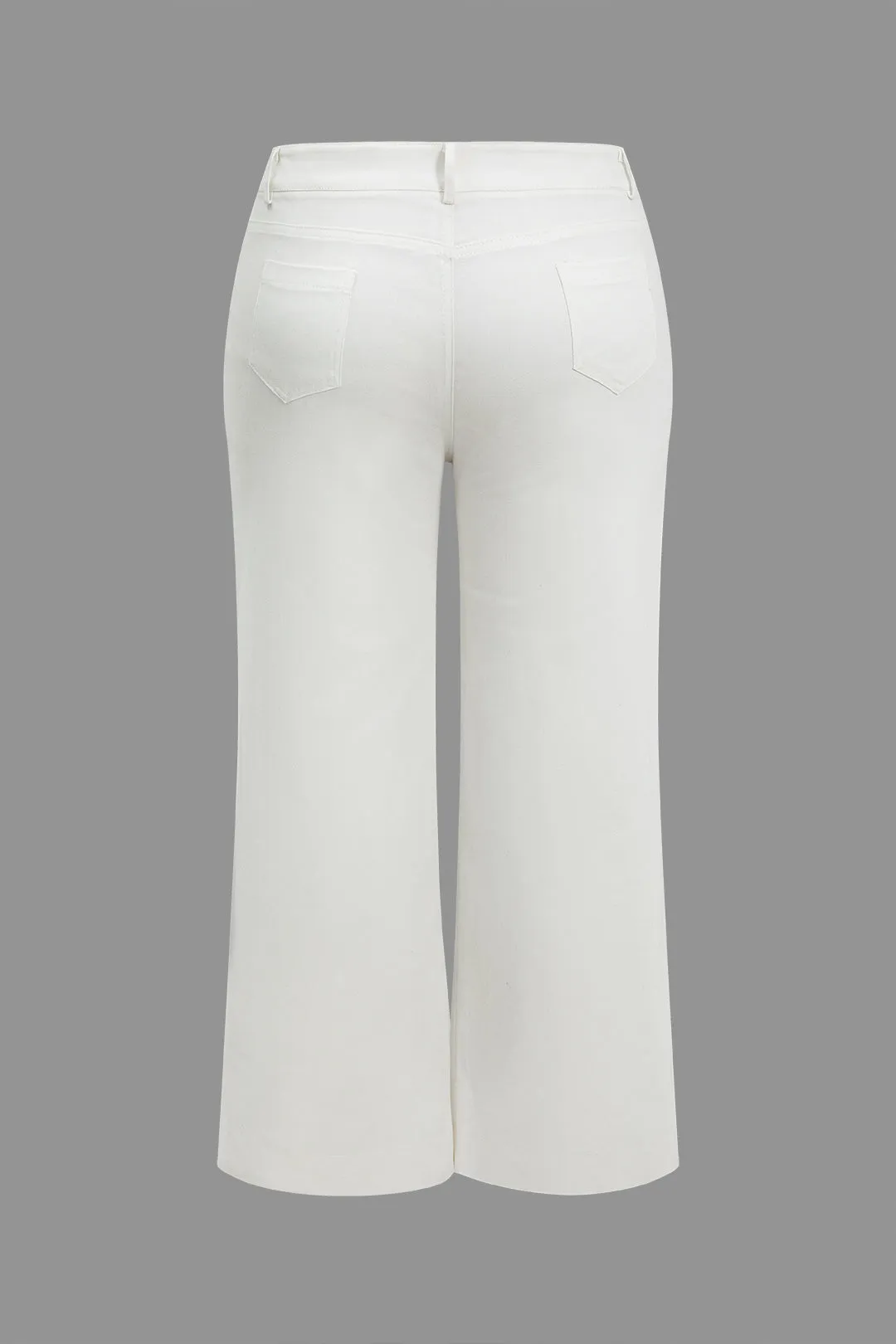 Plus Size Solid Denim Zipper Wide Leg Pants sold by Micas product image thumbnail 2