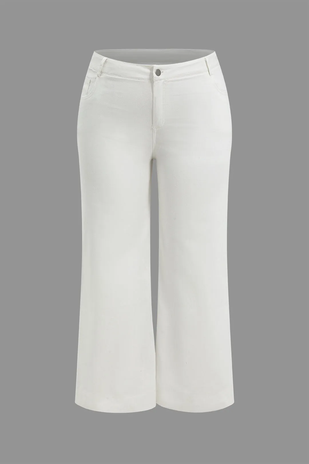 Plus Size Solid Denim Zipper Wide Leg Pants sold by Micas