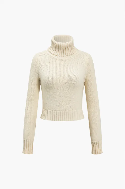 Ribbed Turtleneck Cropped Sweater sold by Micas