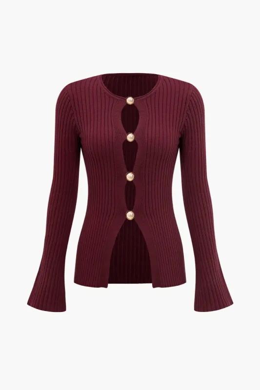 Solid sweater med knap og langærmet top sold by Micas