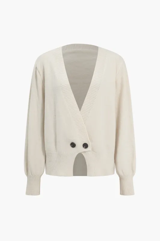 Button-Front V-Neck Sweater Cardigan sold by Micas