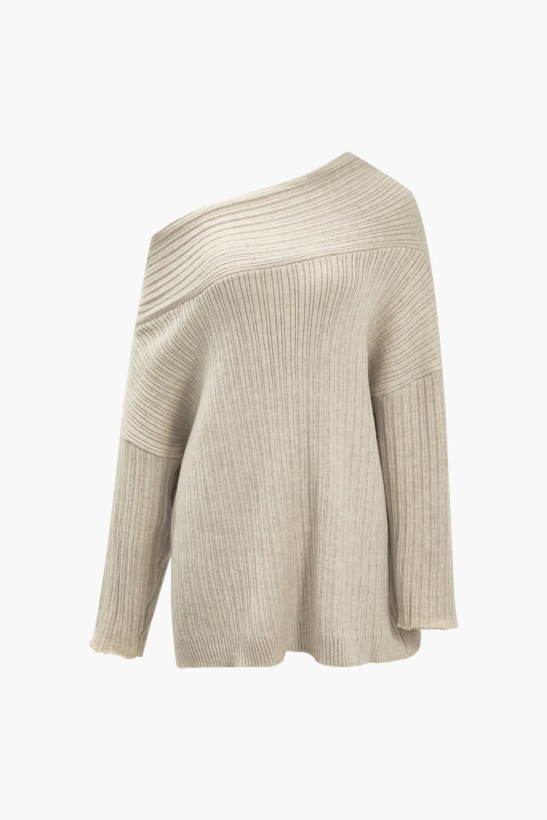 Basic Solid Asymmetric Loose Long Sleeve Sweater sold by Micas product image thumbnail 2