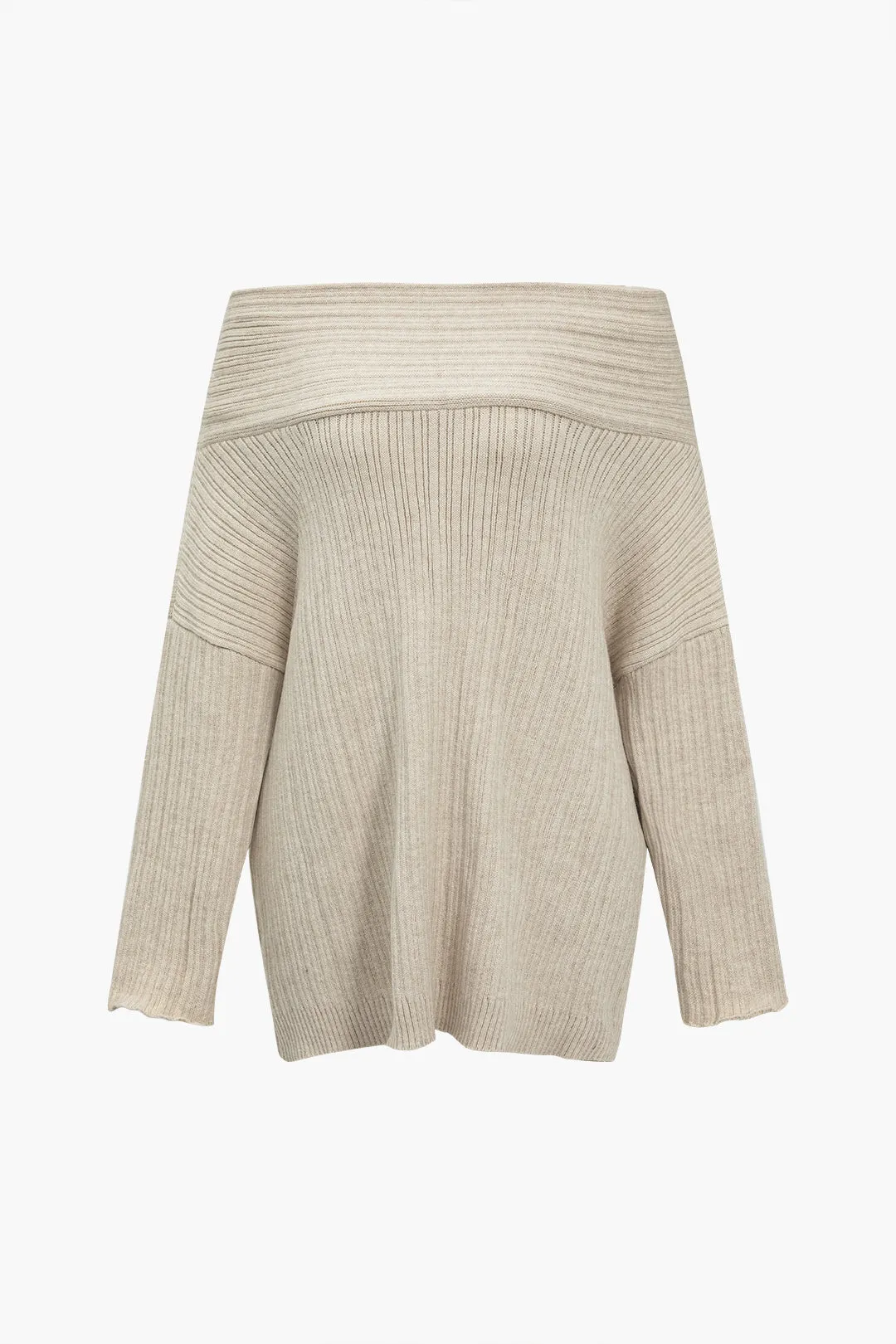 Basic Solid Asymmetric Loose Long Sleeve Sweater sold by Micas