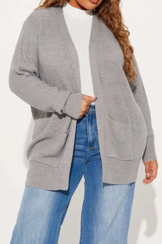 Plus Size Open Front Knit Cardigan With Pockets sold by Micas