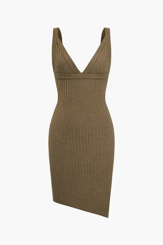 Solid sweater bustier asymmetrisk midi -kjole sold by Micas