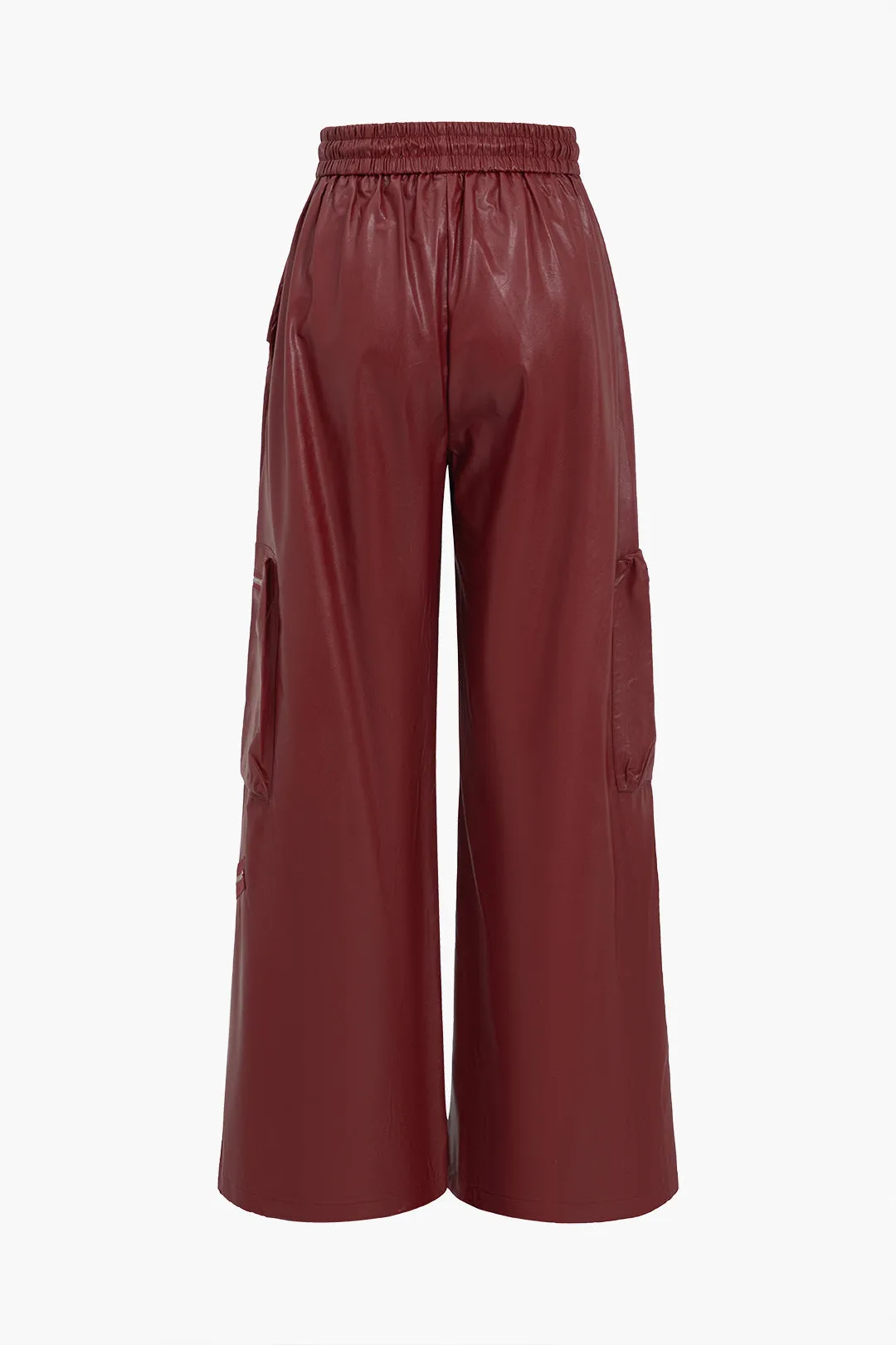 Faux Leather Drawstring Waist Cargo Pants sold by Micas product image thumbnail 2