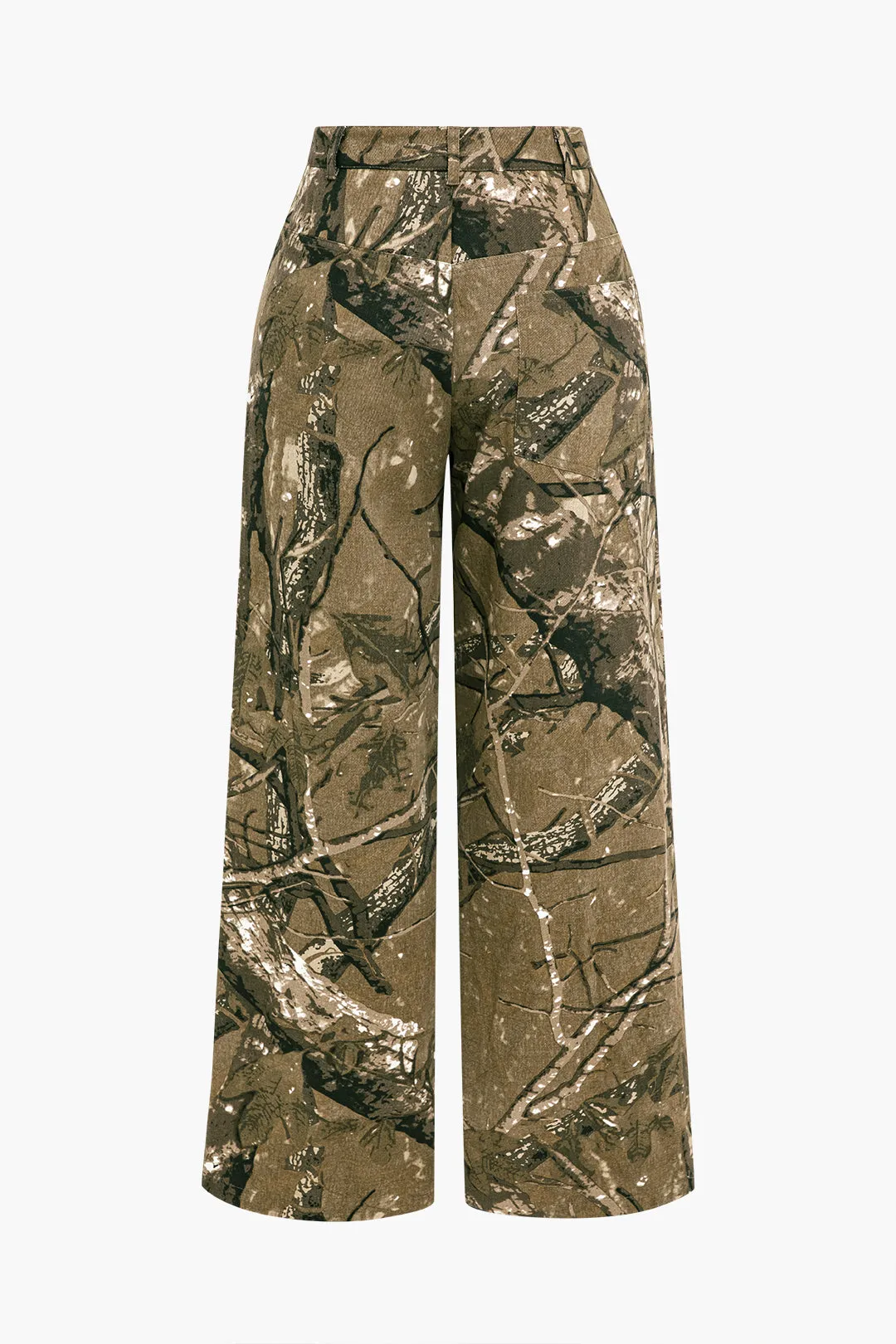 Branches Leaves Print Zipper Wide Leg Trousers sold by Micas product image thumbnail 2