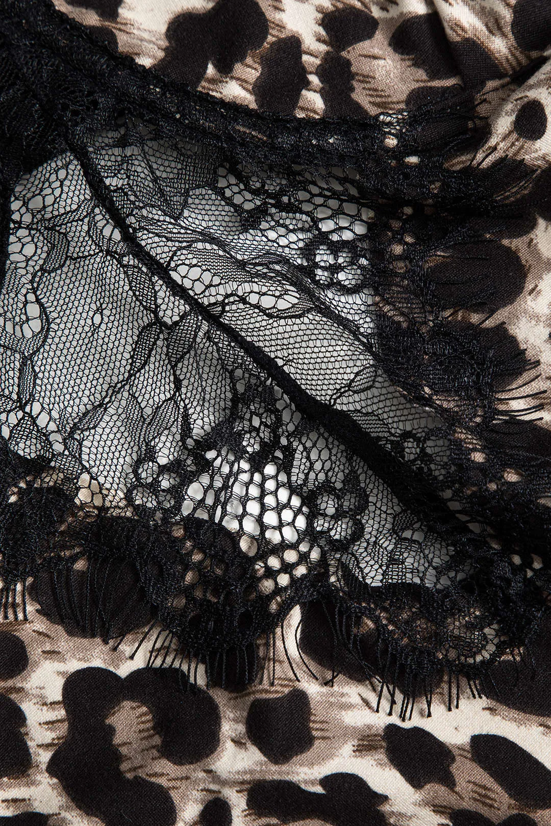 Plus Size Leopard Print Lace Cut Out Patchwork Lingerie Bodysuit sold by Micas product image thumbnail 3