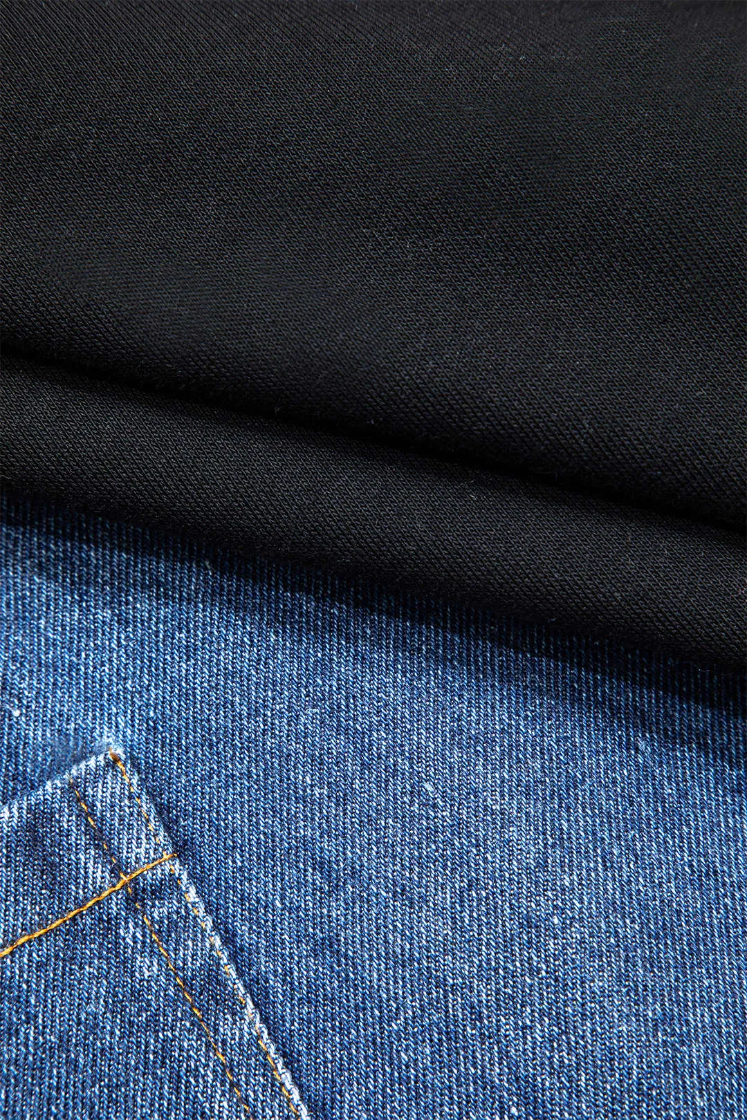 Denim Asymmetrical Patchwork Pocket Sweatshirt sold by Micas product image thumbnail 4