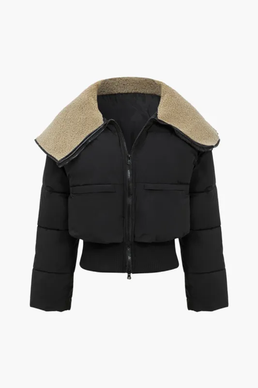 Sherpa krave lynlås pufferjakke sold by Micas