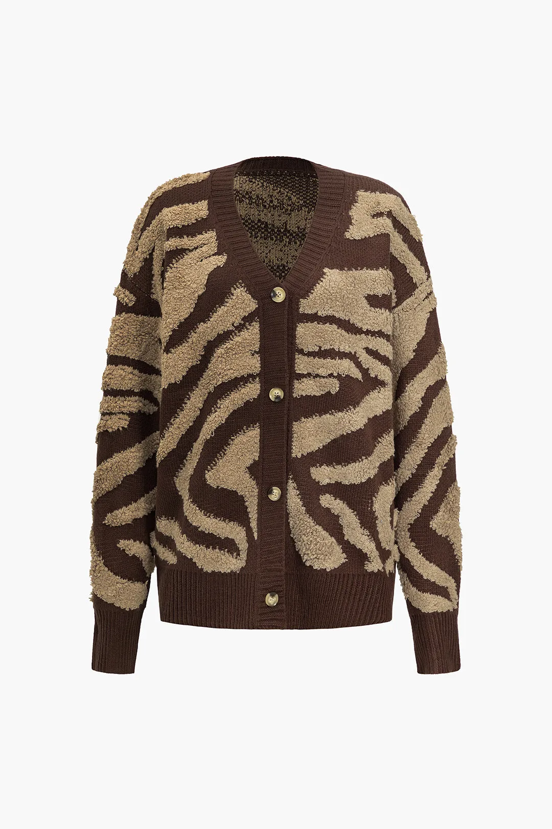 Zebra Stripe Textured Sweater Cardigan sold by Micas