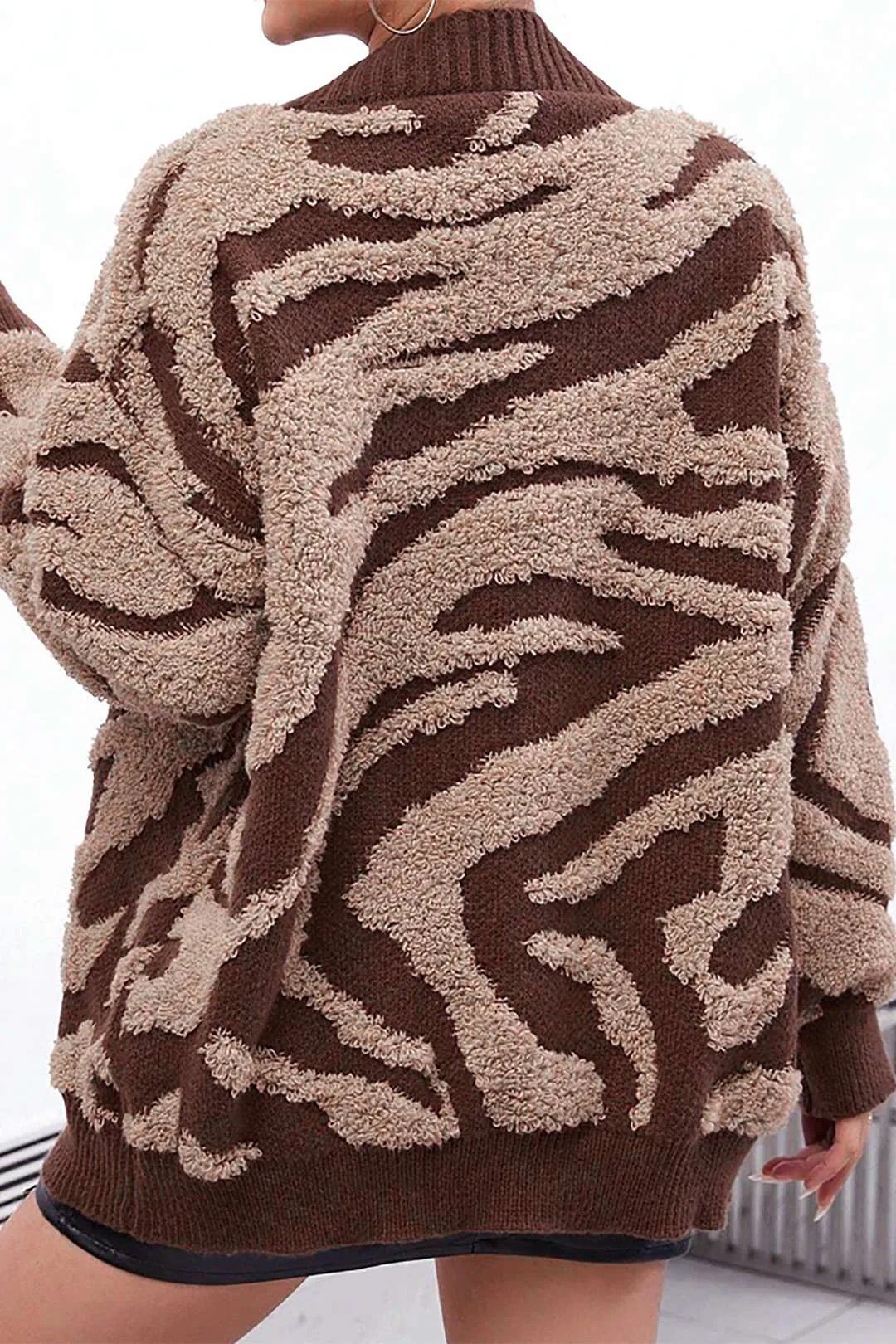 Zebra Stripe Textured Sweater Cardigan sold by Micas product image thumbnail 5