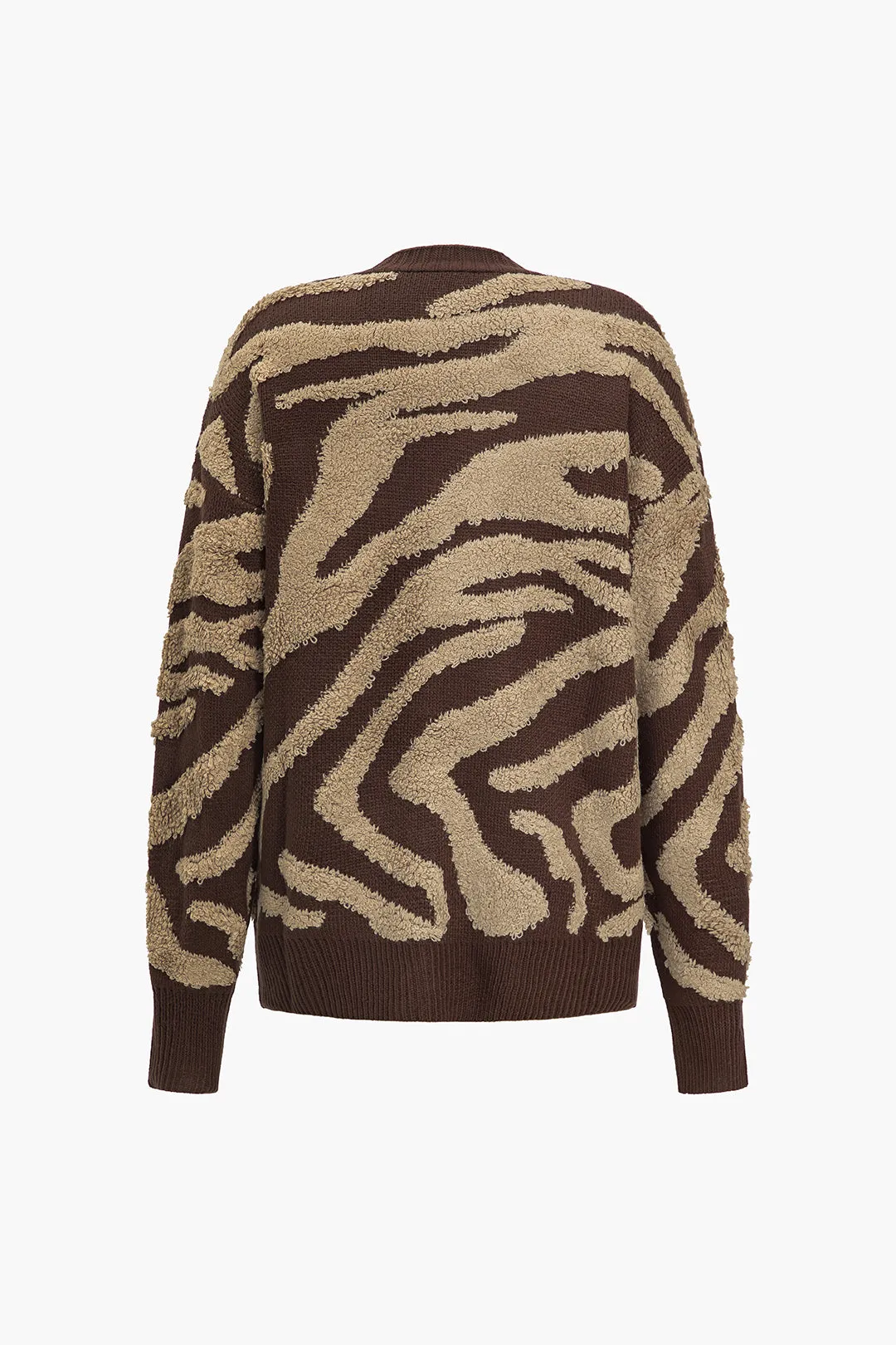 Zebra Stripe Textured Sweater Cardigan sold by Micas product image thumbnail 3