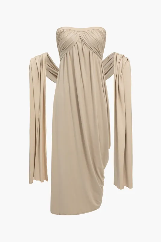 Off Shoulder Ruched Midi Dress Set sold by Micas