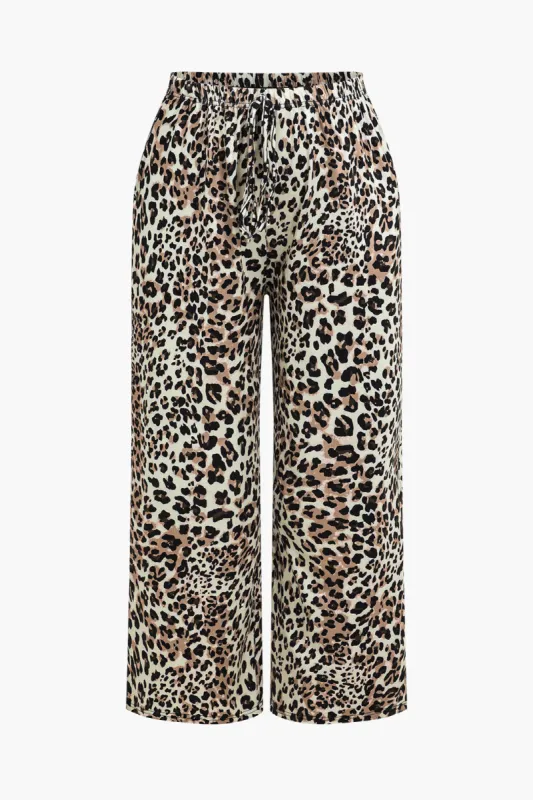 Plus Size Leopard Print Tie Front Trousers sold by Micas
