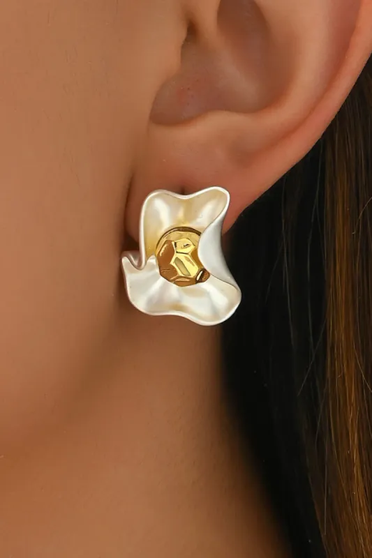Floral Wrinkled Metal Earrings sold by Micas