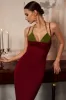 Kontrast trim strappy midi kjole sold by Micas