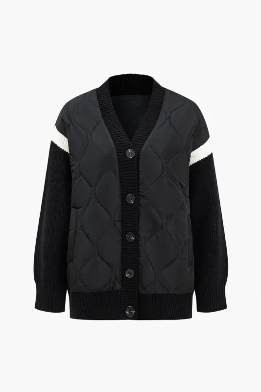 Solid Knit Patchwork Cardigan sold by Micas