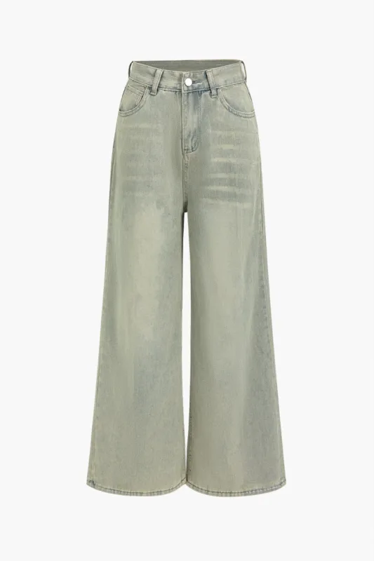 Denim højtaljede wide-leg jeans sold by Micas