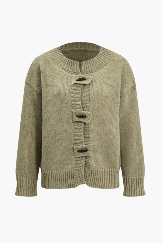Horn Button Front Sweater Cardigan sold by Micas