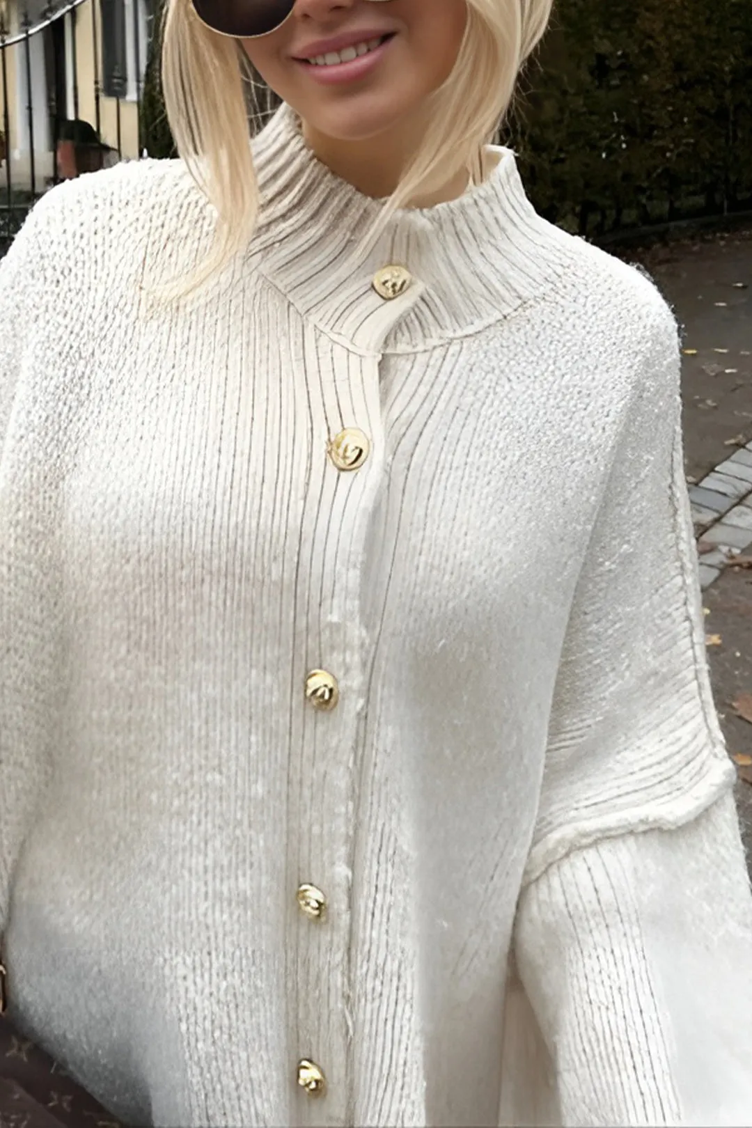 Button Up Ribbed Knit Sweater Cardigan sold by Micas