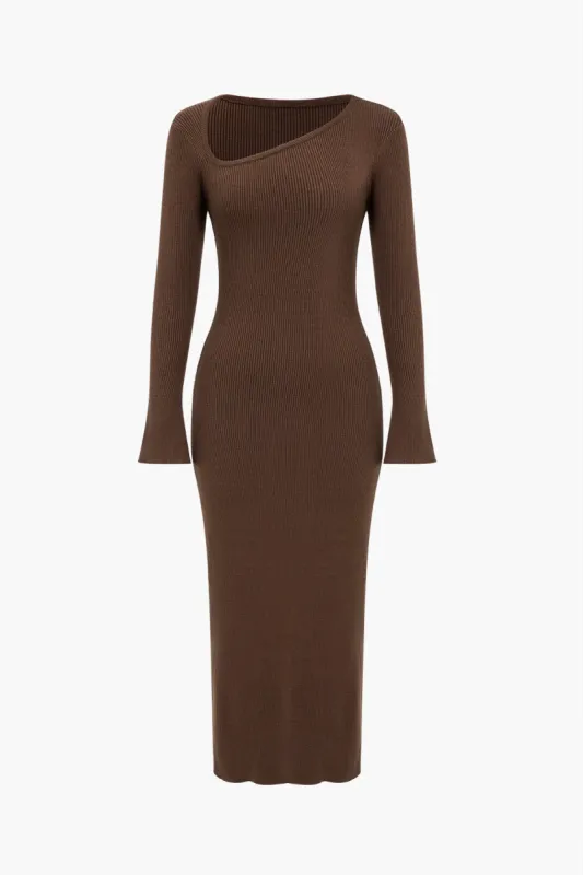 Knit Asymmetrical Long Sleeve Dress sold by Micas