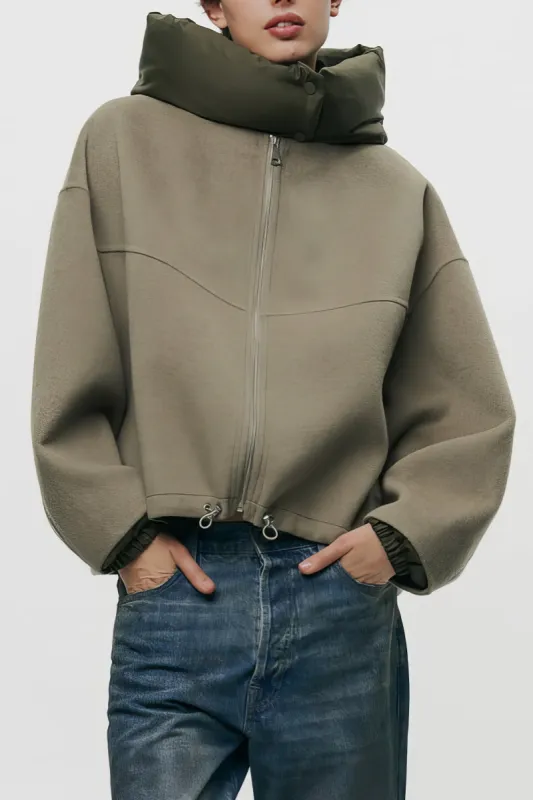 Zip-Up Patchwork Hooded Jacket sold by Micas