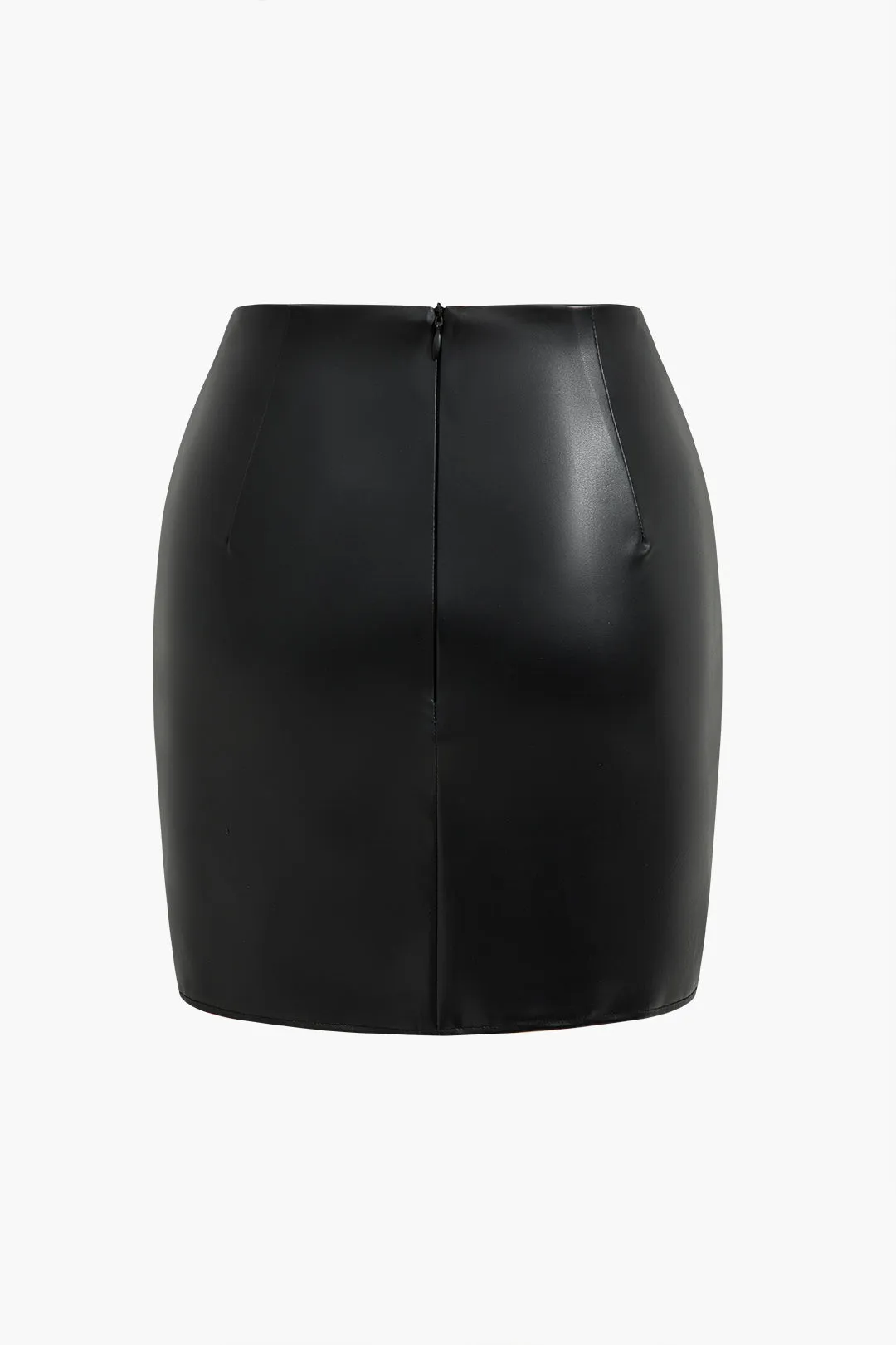 Faux Leather Patchwork Skirt sold by Micas product image thumbnail 2