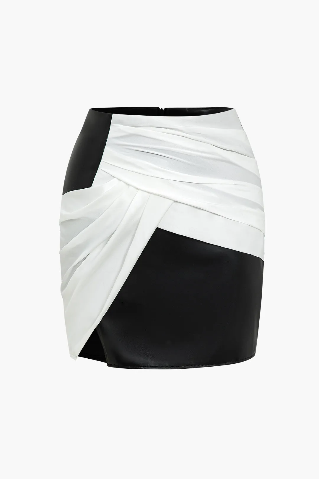 Faux Leather Patchwork Skirt sold by Micas