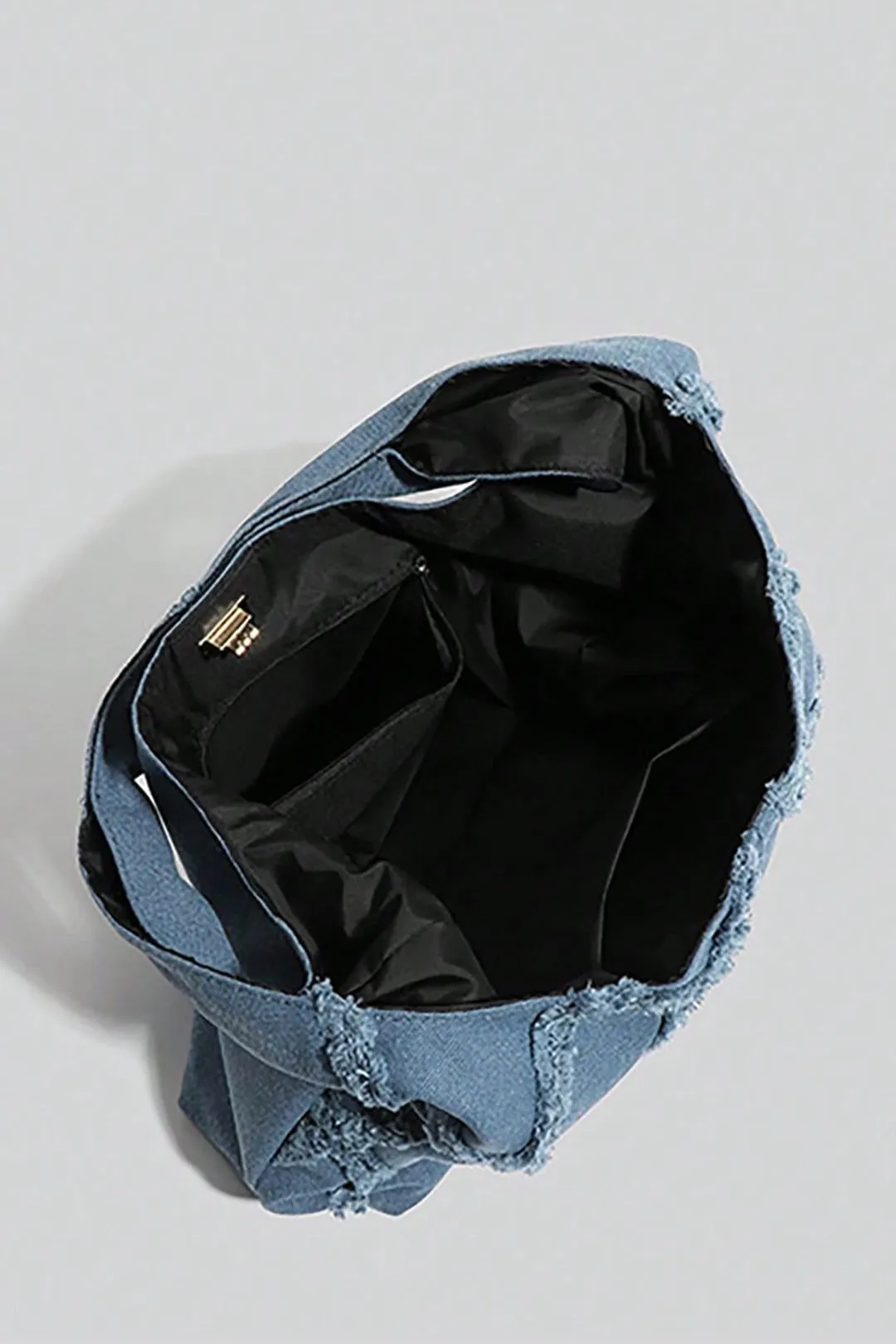 Frayed Denim Patchwork Shoulder Bag sold by Micas product image thumbnail 5