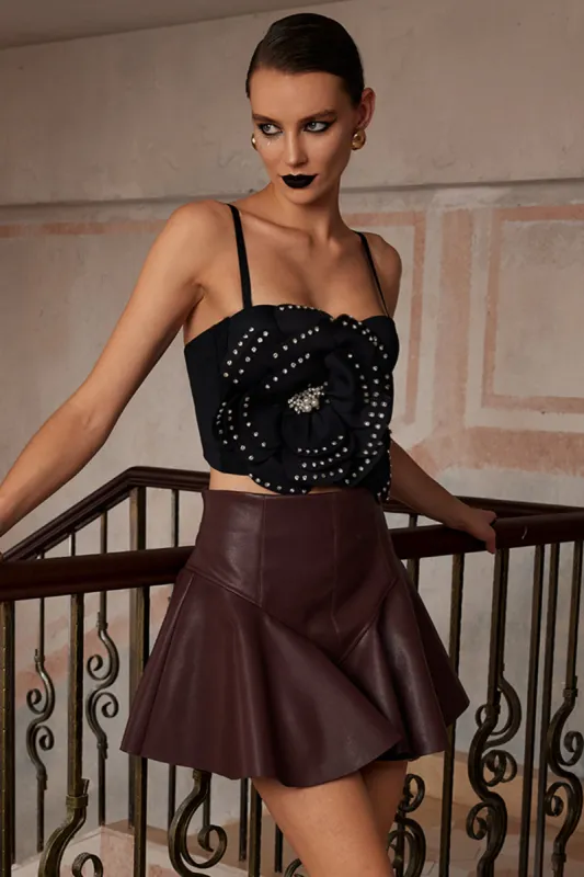 Udsmykket blomsterappliqué Bustier Top sold by Micas