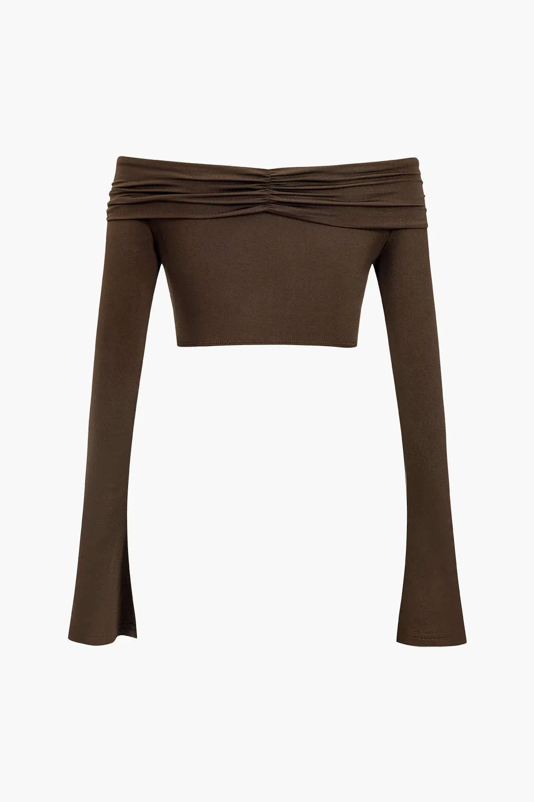 Off Shoulder Ruched Crop Top And Maxi Skirt Set sold by Micas product image thumbnail 5