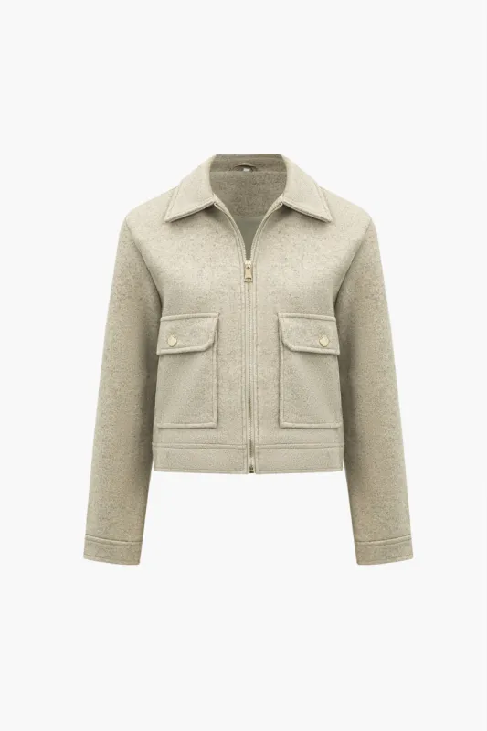 Zip-Up Cargo Pocket Suede Jacket sold by Micas