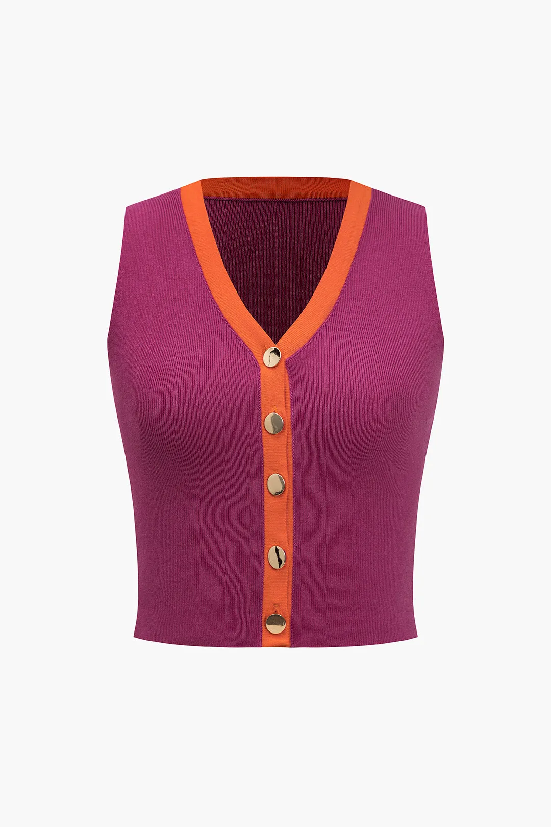 Strik farveblok knap tanktop og nederdel sæt sold by Micas product image thumbnail 3