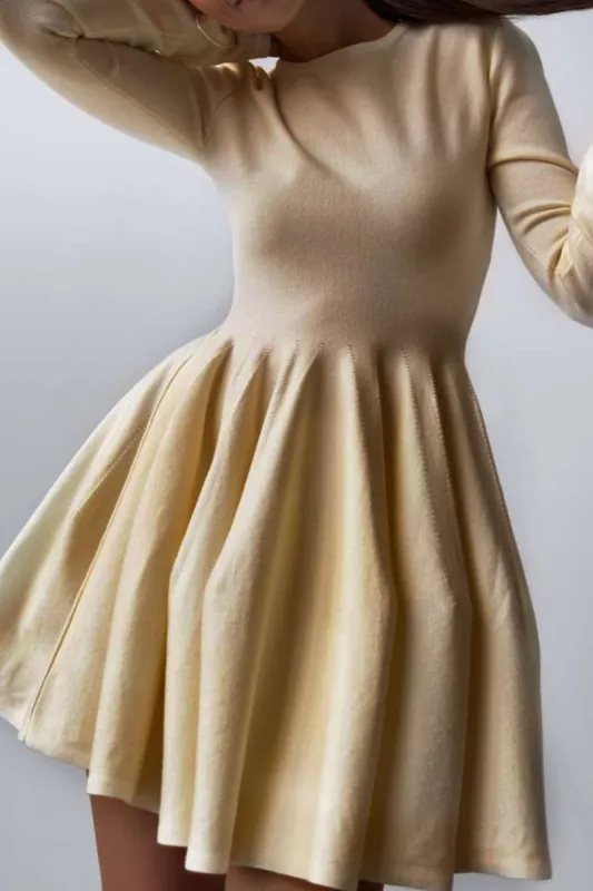 Basic Solid Knit Long-Sleeve Dress sold by Micas