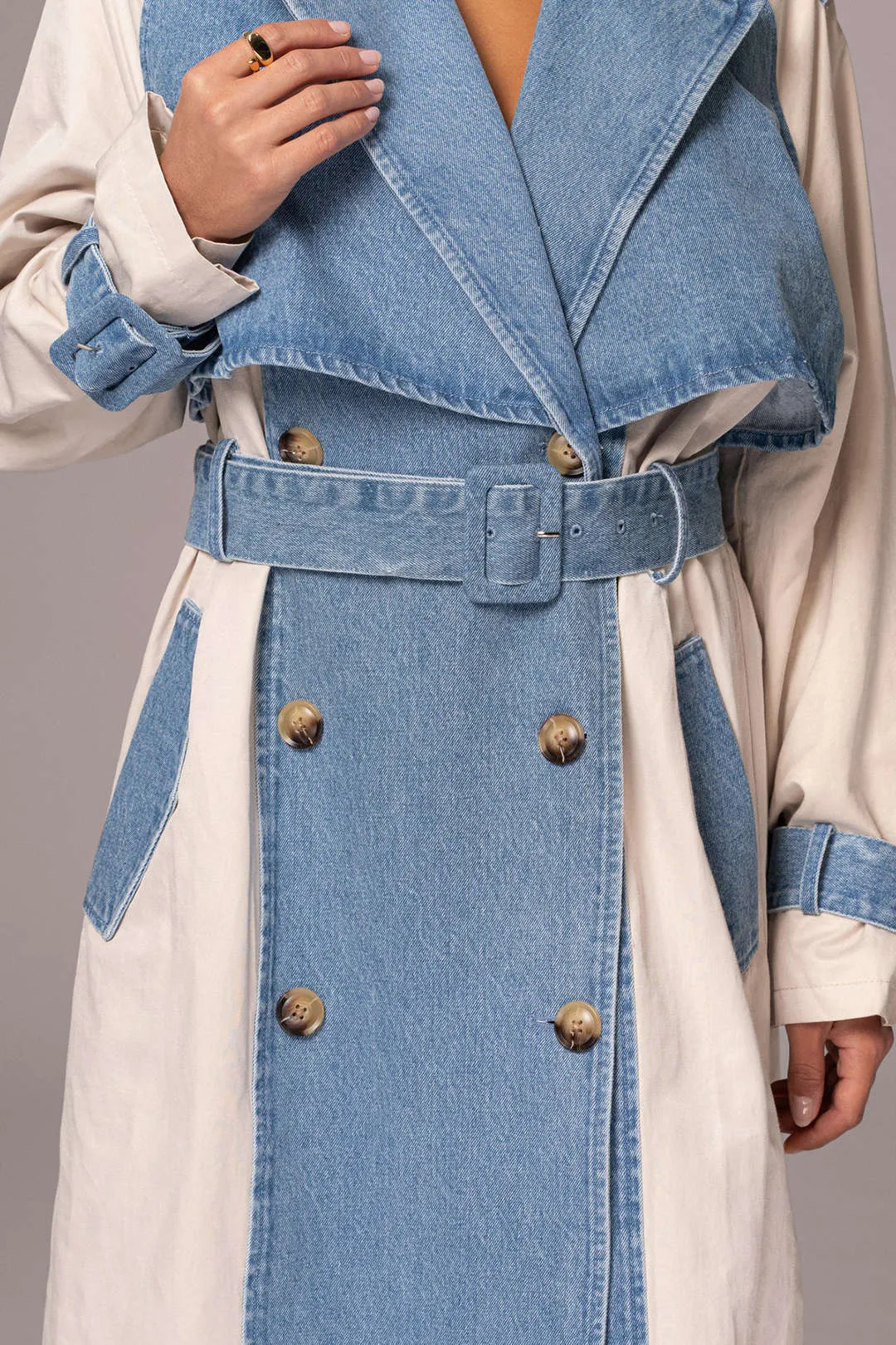 Patchwork Denim Long Outerwear sold by Micas product image thumbnail 3