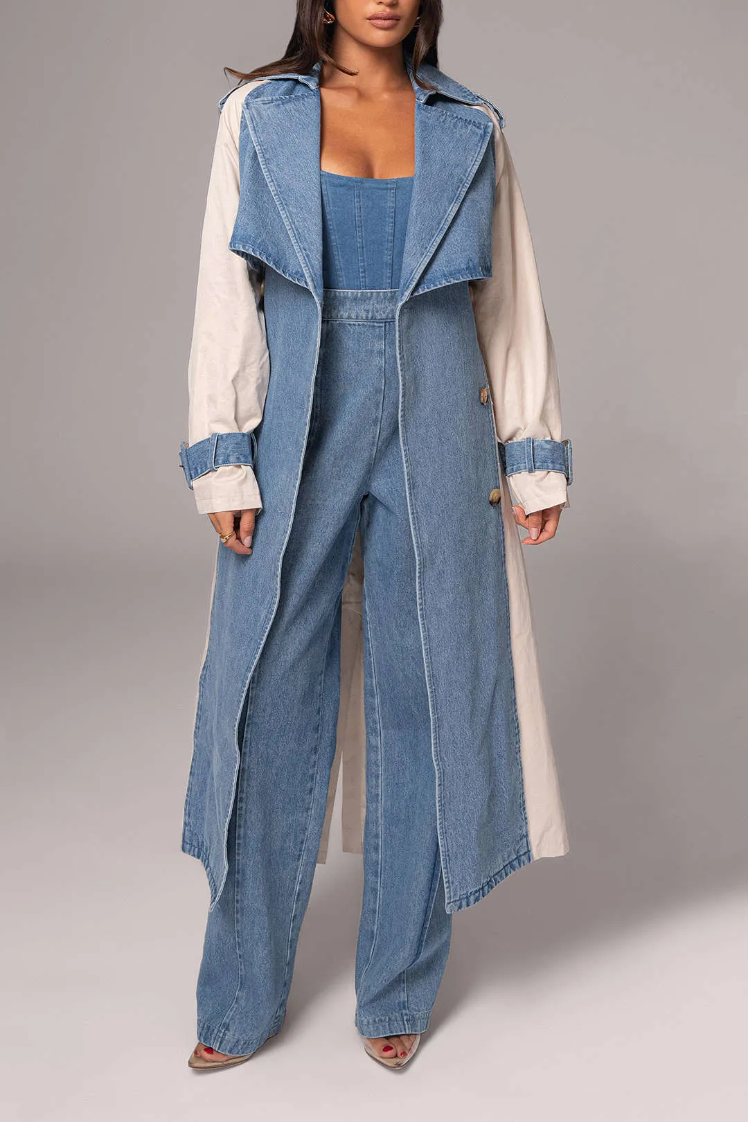 Patchwork Denim Long Outerwear sold by Micas product image thumbnail 2